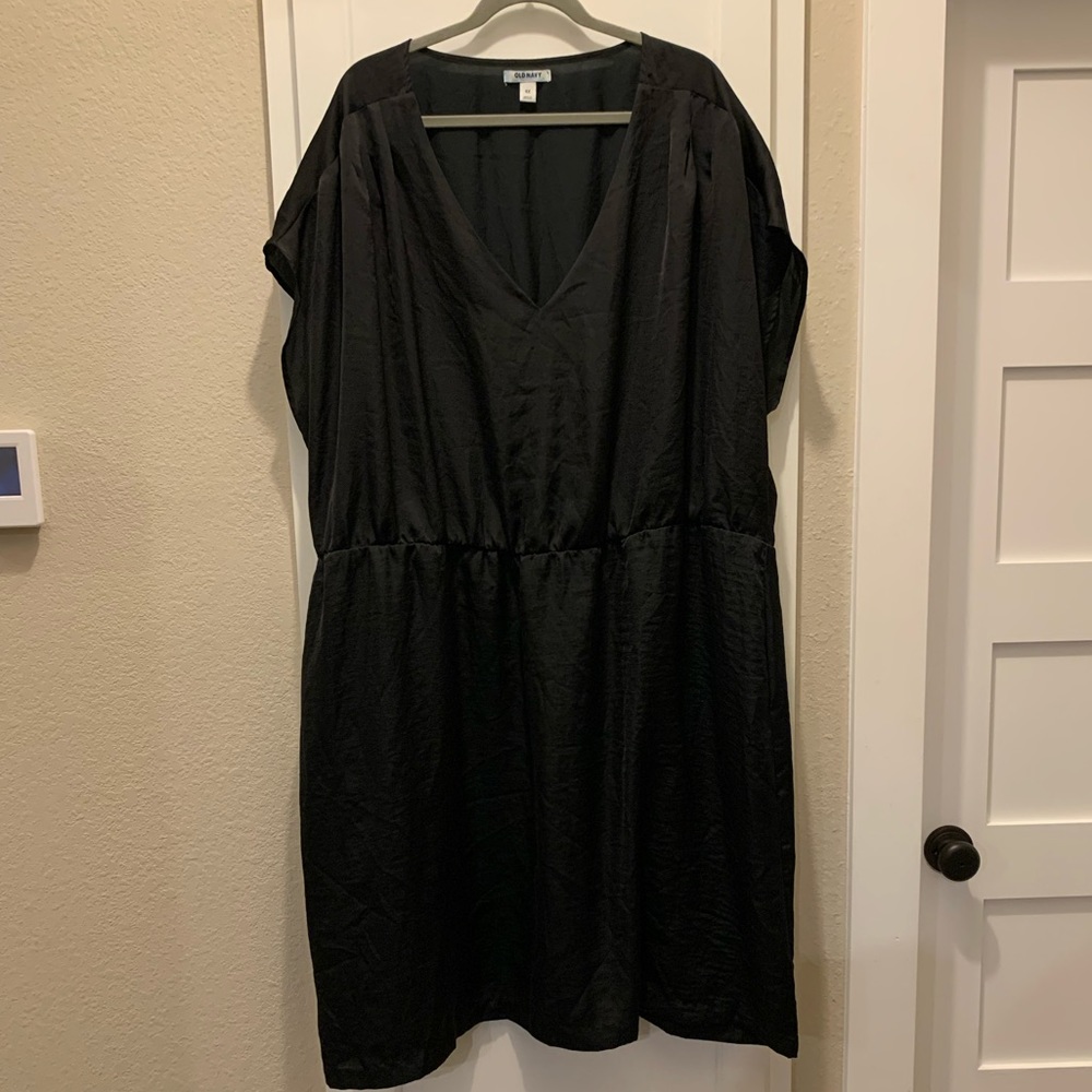 Satin Like V Neck Dress